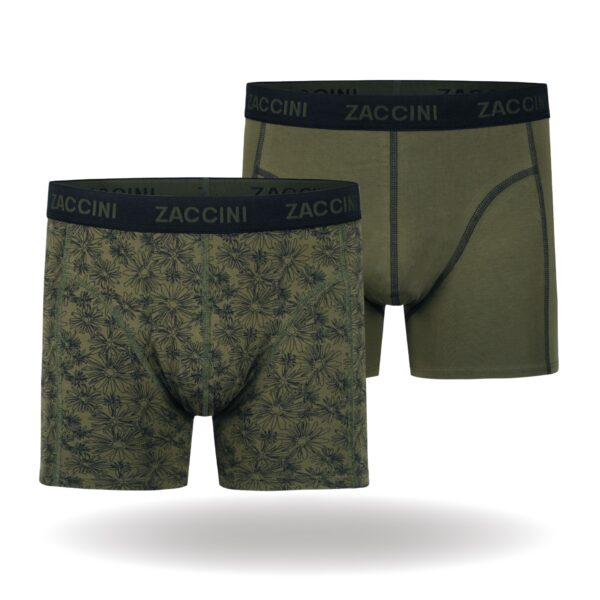 Zaccini Heren Boxershorts - Urban Blossom / uni Olive 2-pack